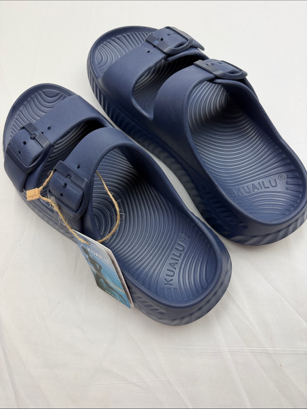 KUALIU® Women's Navy Recovery Sandals with Adjustable Straps
